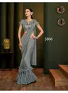 Grey Mohmanthan Carmella Exclusive Haevy 3d Applique Flowers Work Fancy Lycra Saree  5806